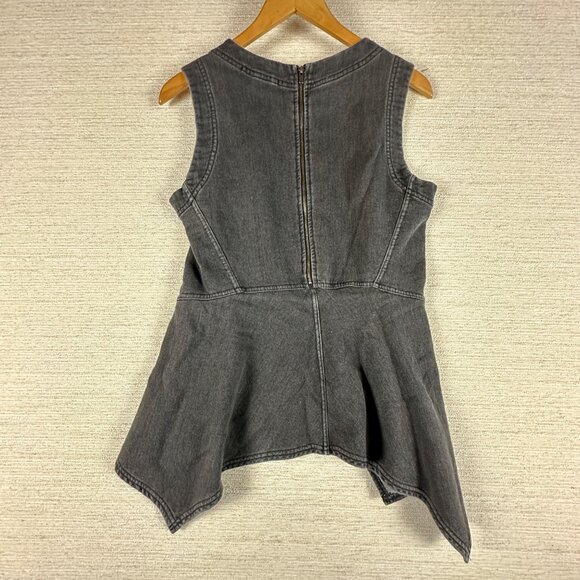 Banana Republic Womens Sz 8 Black Denim Peplum Sleeveless Top Whimsigoth Baddie - Picture 4 of 9